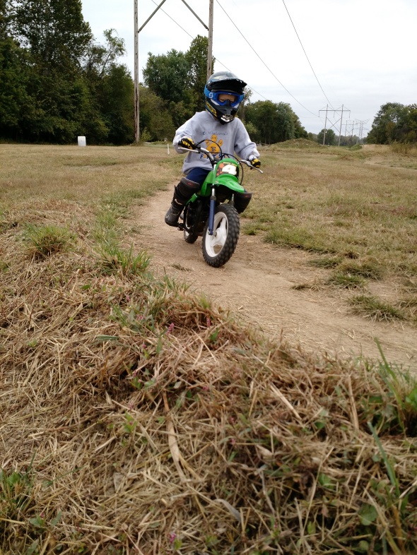 Henry practicing on the Pee Wee track